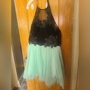 Juniors Black and Mint Dress